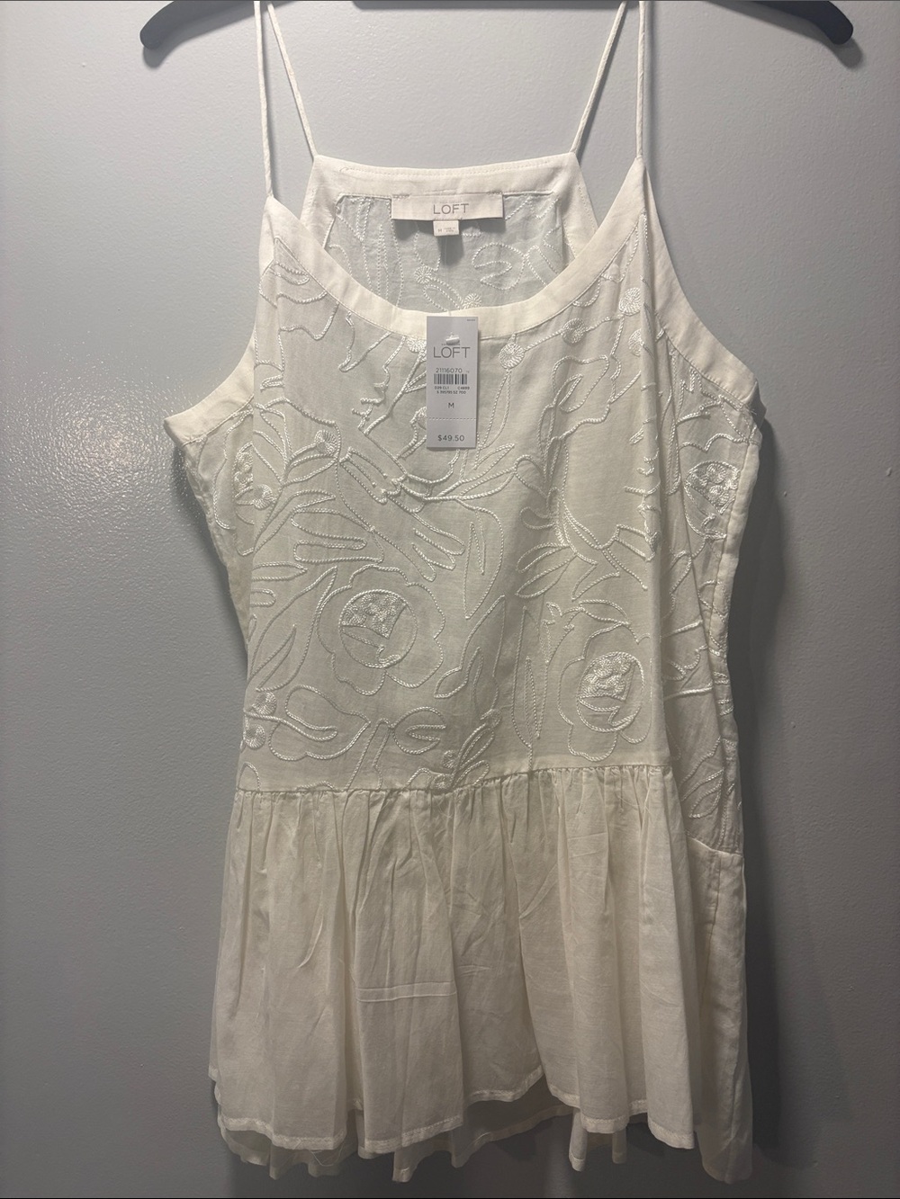 NWT LOFT Ivory  Floral Peplum Camisole